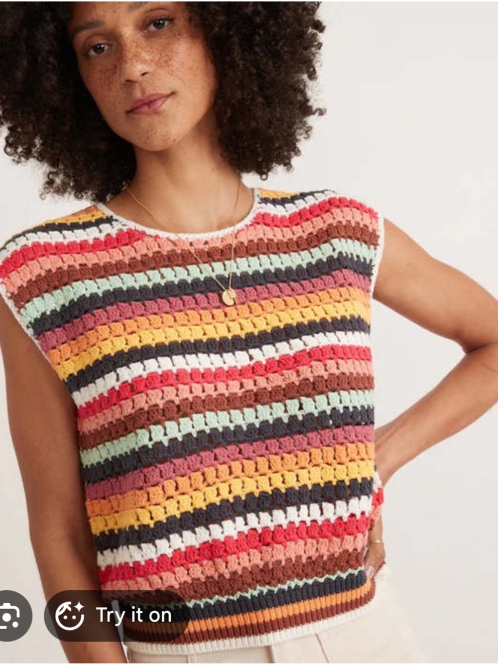 Marine Layer Multicolor Crochet Stripe Tank Top